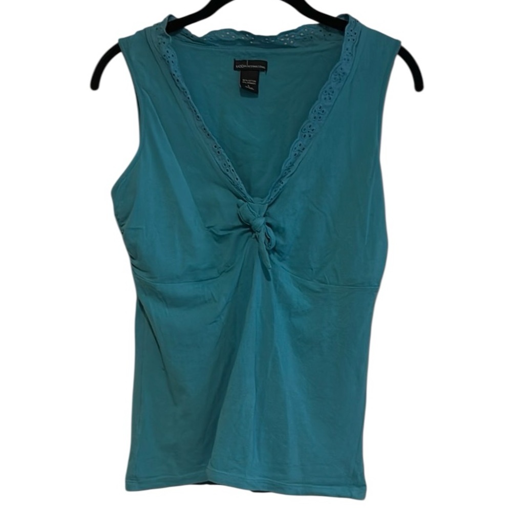 Moda International Turquoise Lace-Trim Tank Top | Vintage 2000’s